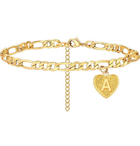 Heart Initial Ankle Bracelet